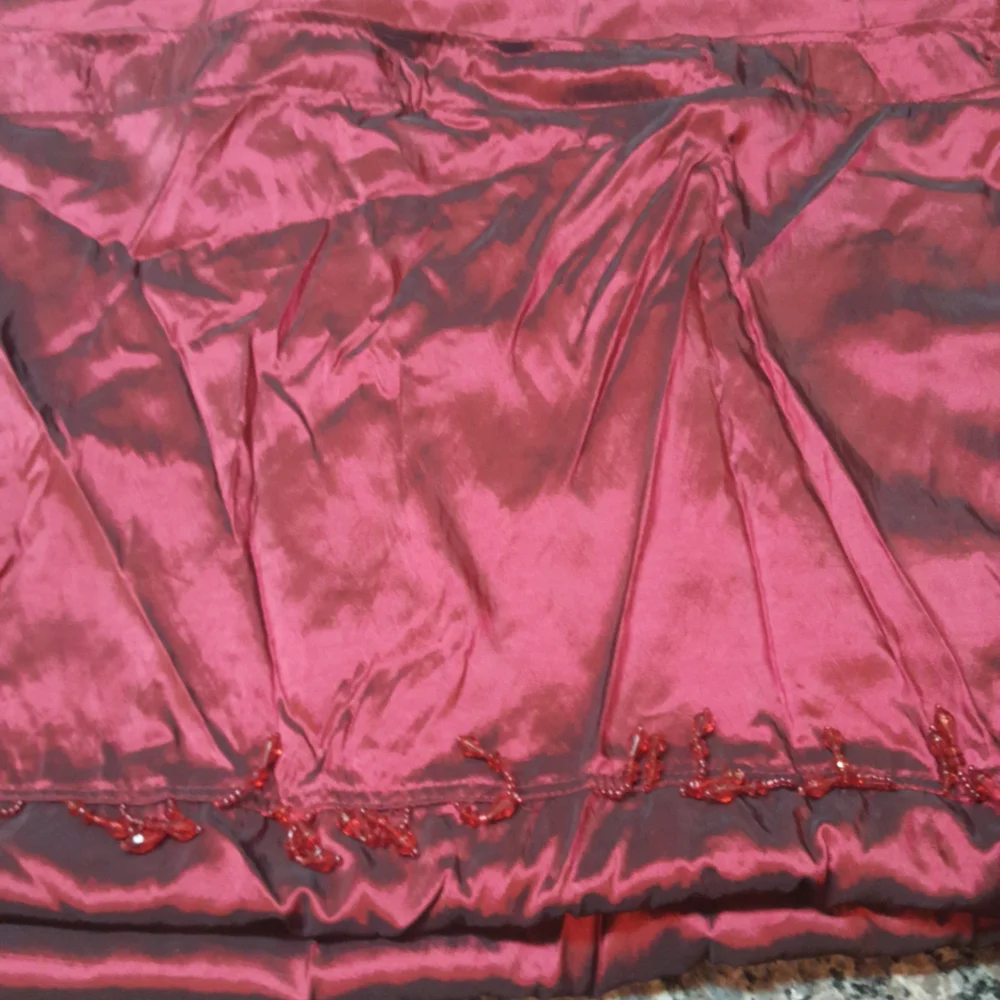 Burgundy red w/ bling beads 15 in from the top shower curtain